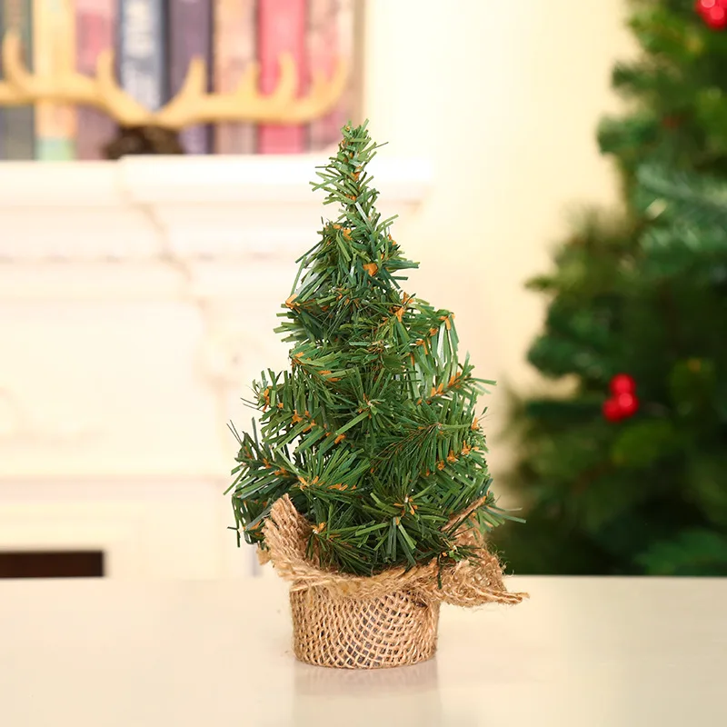 Christmas Tree 20cm Green Tree 30cm Mini Christmas Tree Linen Bottom Tree Christmas Festival Shopping Window Desktop Decoration 20Cm - Shop at LoveMi