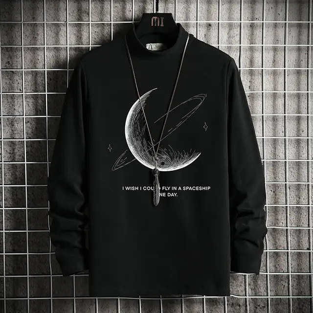 Long sleeved Fat Man With Undercoat Shirt Black - Shop at LoveMi