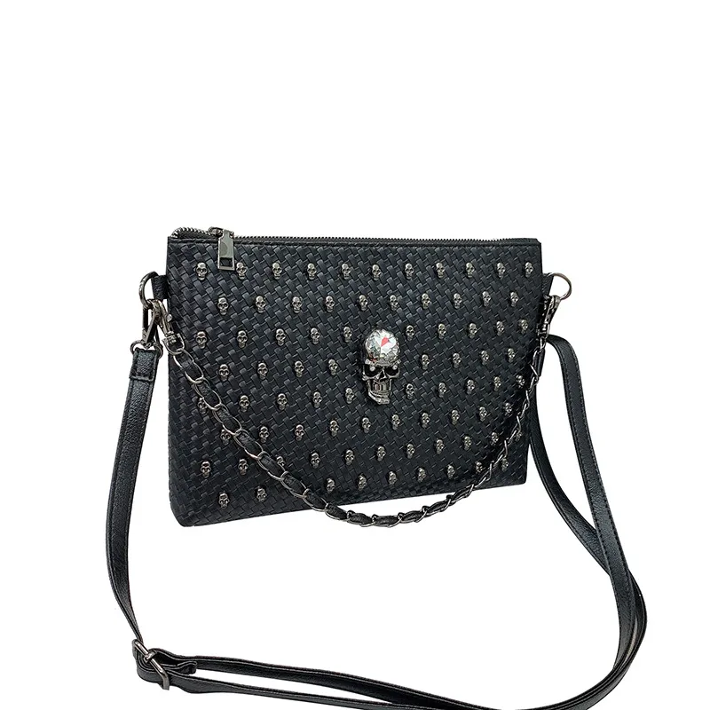 Inclined Span Of Large Capacity Rivet Clutch Bag Black - Shop at LoveMi