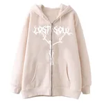 Women's Street Hip-hop Jacket Skeleton Zipper - Khaki