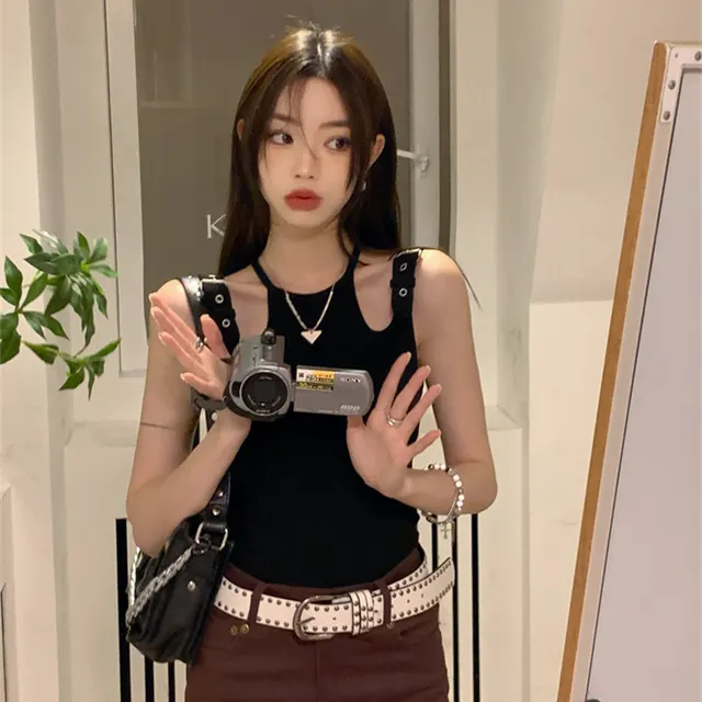 Strapless Slim Tank Top T shirt Women Black Vest - Shop at LoveMi