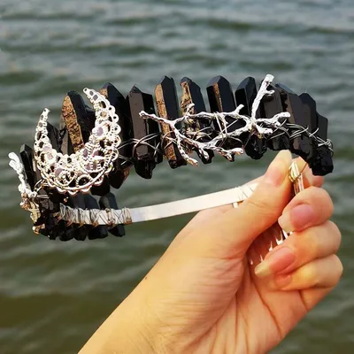 Natural Crystal Rainbow Crown Hair Band Black - Shop at LoveMi