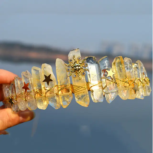 Natural Crystal Crown Hair Band Yellow - Shop at LoveMi