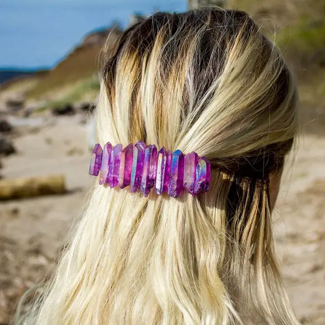 8cm Multicolor Spring Crystal Hairpin Headwear Purple - Shop at LoveMi