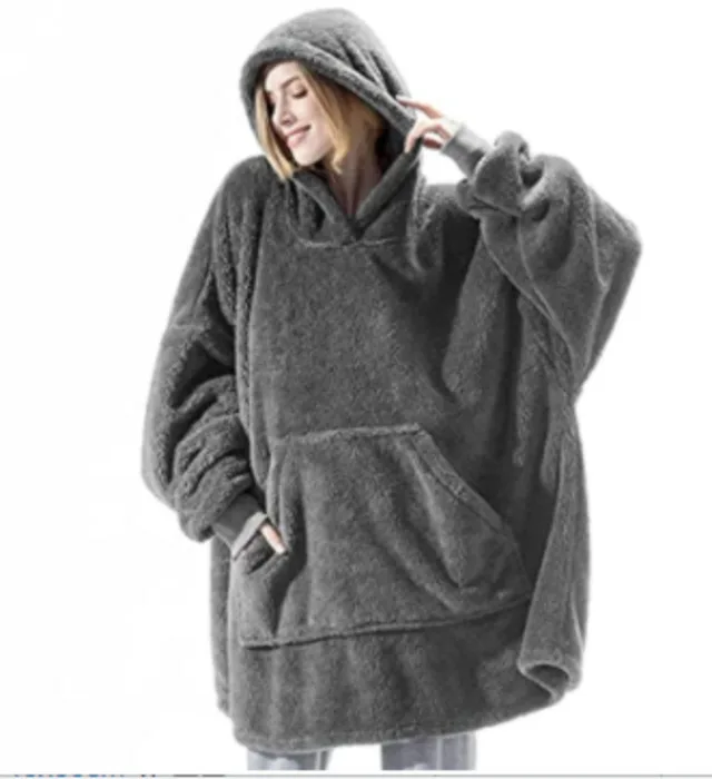 Winter Hoodie Sweatshirt With Big Pocket Women Hooded Tops Clothes Dark Grey - Shop at LoveMi