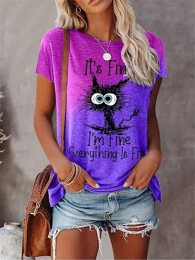 Women's 3D Animal Letter Print Loose Round Neck Tt06 5Xl - Shop at LoveMi