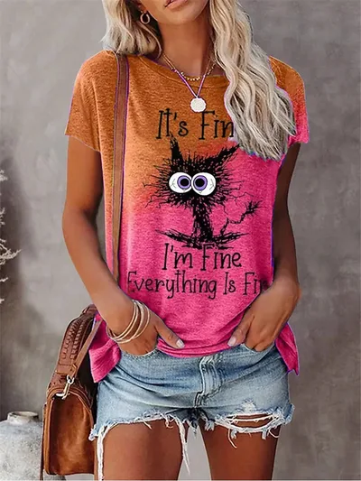 Women's 3D Animal Letter Print Loose Round Neck Tt08 M - Shop at LoveMi