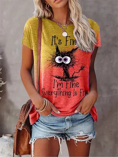 Women's 3D Animal Letter Print Loose Round Neck Tt10 - Shop at LoveMi