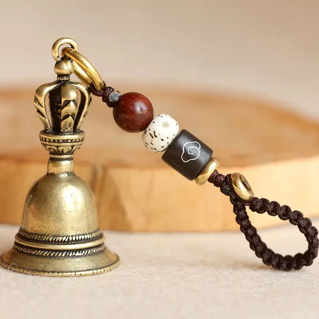 Brass Key Chain Pure Copper Handmade Beguiling Bell Woven Rope - Shop at LoveMi