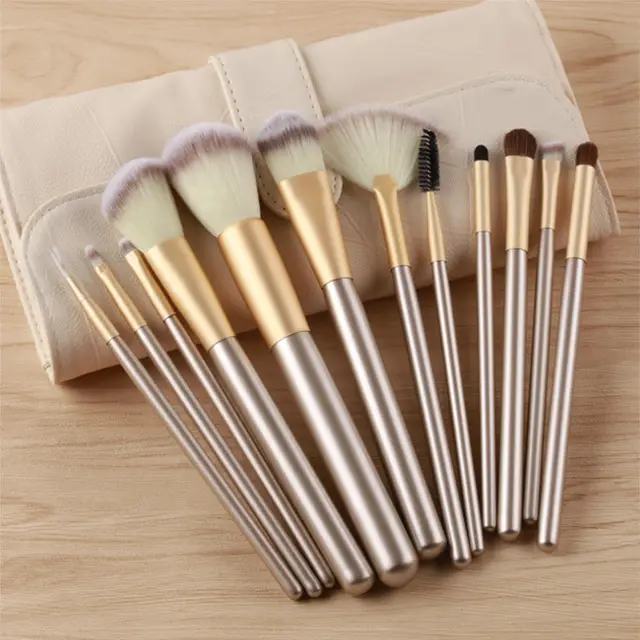Full Set Of Super Soft Eye Shadow Brush High End Animal Hair Makeup Brush Set Champagne Gold Storage Bagb - Shop at LoveMi