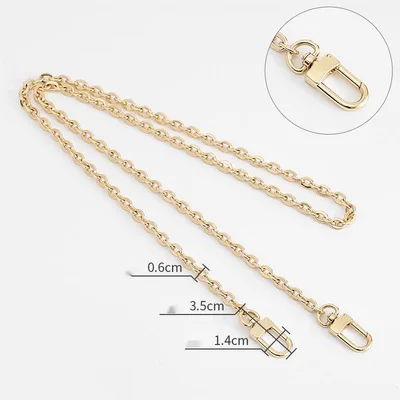 Chain Fittings Metal Bag Shoulder Strap Cross Body Replacement Straight Gold Flat Buckl 100Cm - Shop at LoveMi