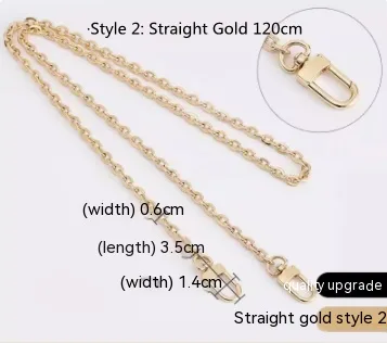 Chain Fittings Metal Bag Shoulder Strap Cross Body Replacement Style2 Straight Gold 120Cm - Shop at LoveMi