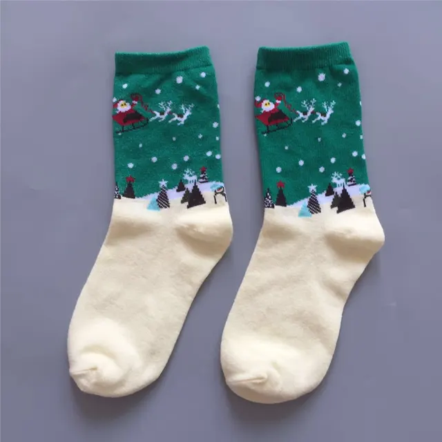 Christmas White Background Women's Mid calf Length Sock Snowman Elk Socks Green Mouth White Socks - Shop at LoveMi