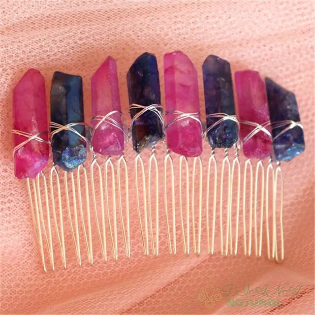 Crystal Hair Comb Bridal Accessories Colorful Green Bluepink - Shop at LoveMi