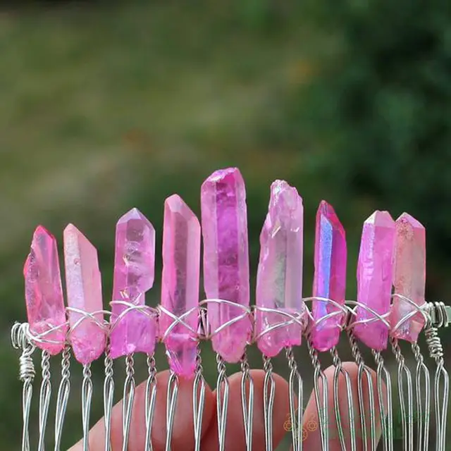 Crystal Hair Comb Bridal Accessories Colorful Green Pink - Shop at LoveMi