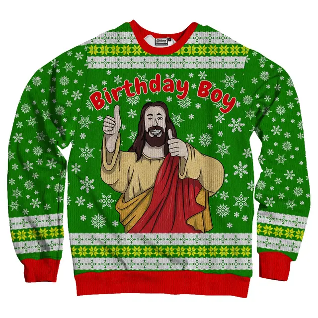 3D Geometric Pattern Printed Casual Oversize Round Neck Sweater Green - Shop at LoveMi