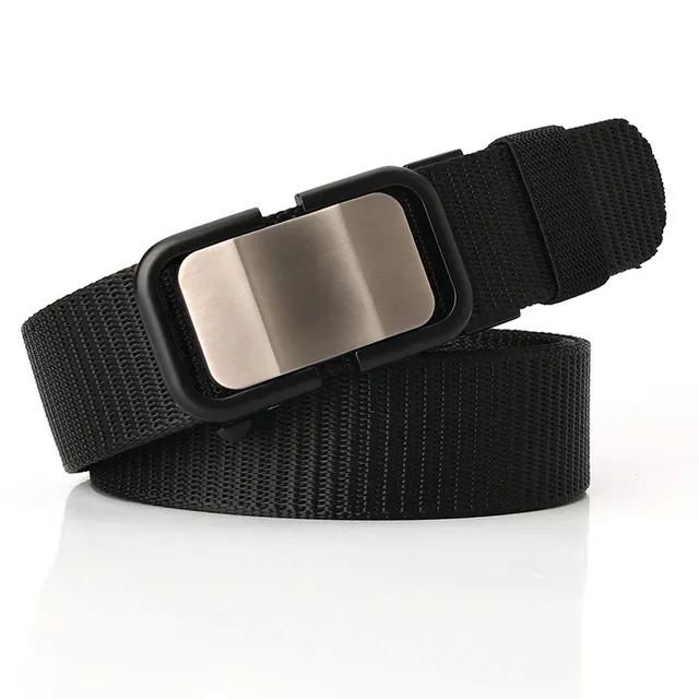 New Nylon Waistband Toothless Automatic Buckle Men's Leather Belt Casual All match Trouser Belt Neutral Men's And Women's Youth Fashion Wear Black - Shop at LoveMi