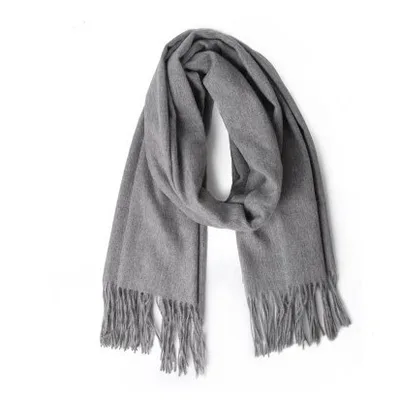 Men's Fashion Solid Color Thickened And Lengthened Scarf Shawl Grey - Shop at LoveMi