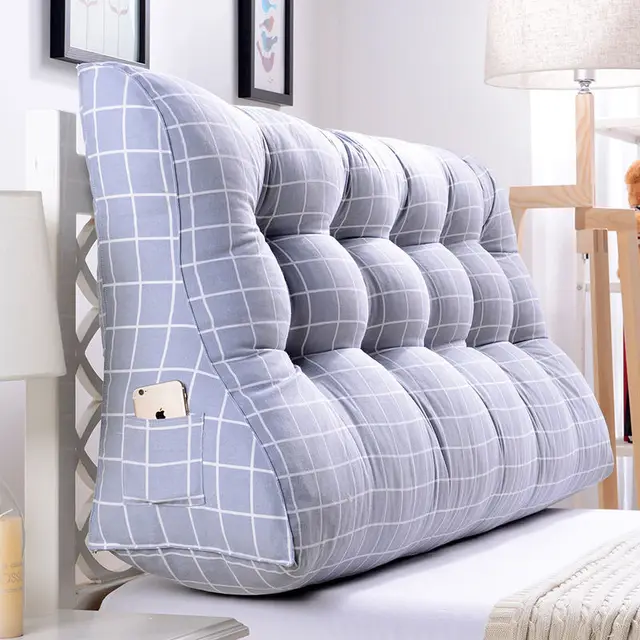 Bed Large Waist Protection Sofa Back Waist Pillow Grey Lattice - Shop at LoveMi