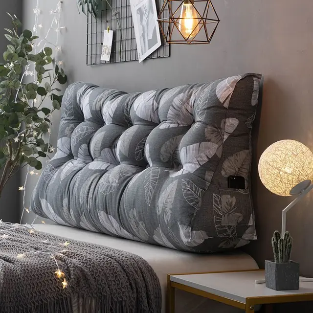 Bed Large Waist Protection Sofa Back Waist Pillow Simple Grey Leaf - Shop at LoveMi