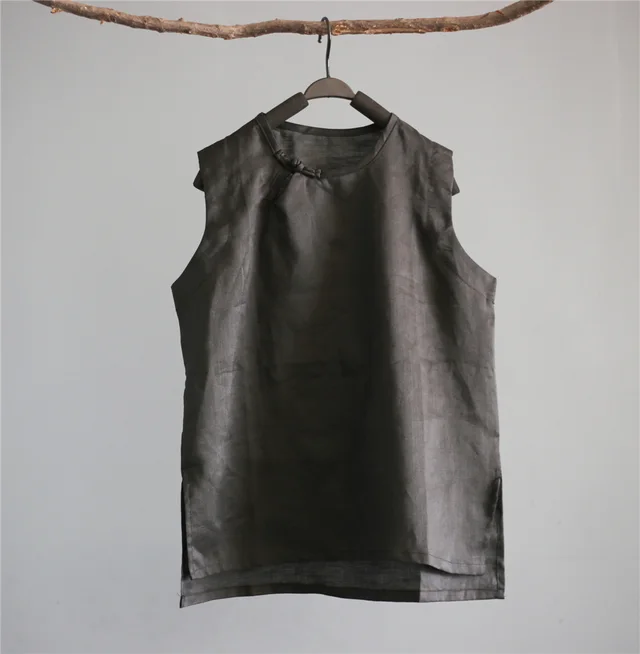 Multi Color Casual Loose Retro Buckle Vest Black - Shop at LoveMi