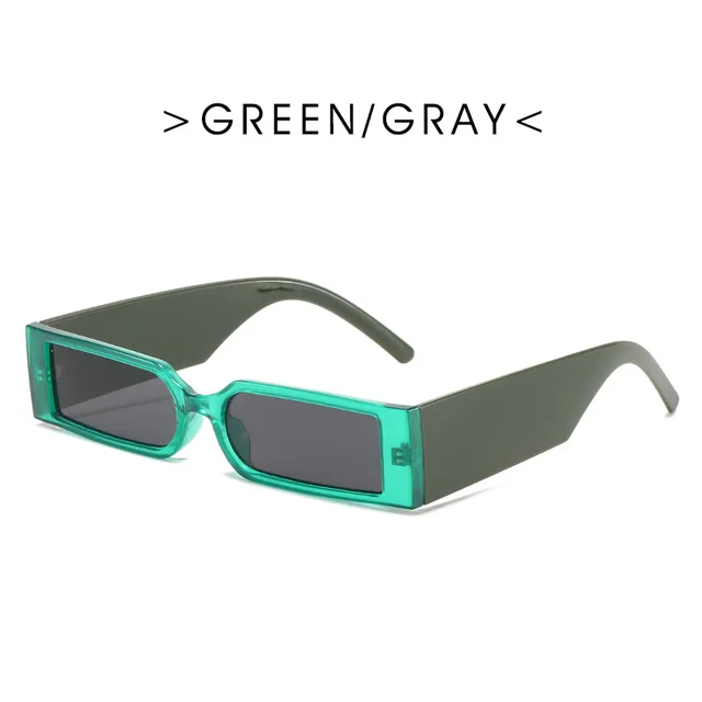 Vintage Small Frame Sunglasses Women's Square Transparent Color Colorful Sunglasses Green Grey - Shop at LoveMi