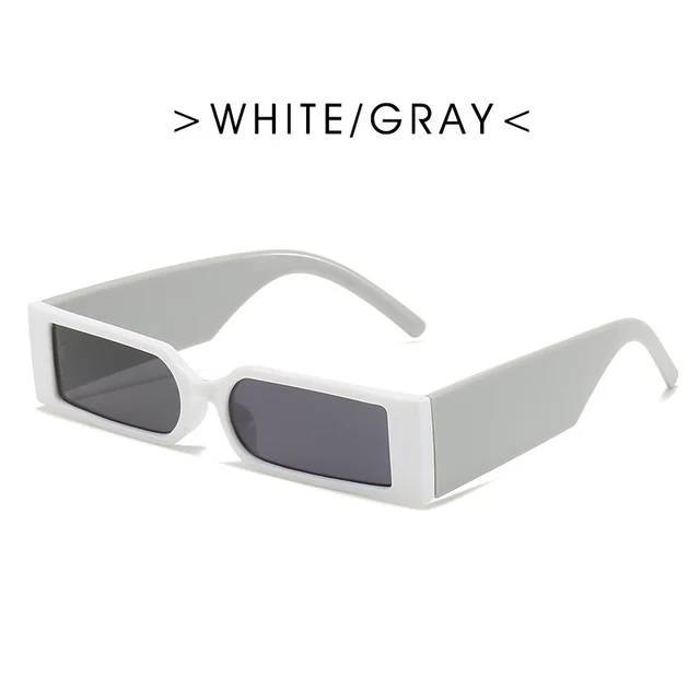 Vintage Small Frame Sunglasses Women's Square Transparent Color Colorful Sunglasses White Grey - Shop at LoveMi