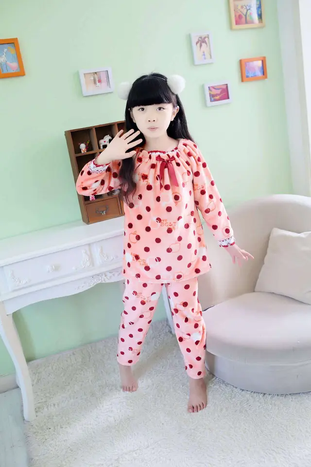 Girls' Thermal Pajamas Coral Fleece Parent child Pajamas Suit Pants Fleece Pajamas Little Apple - Shop at LoveMi