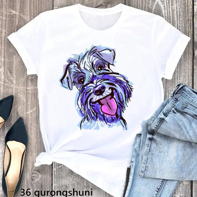 Summer Women's Clothing Schnauzer Dog Women's Printed Wear Clothes T shirt Women H2064 - Shop at LoveMi