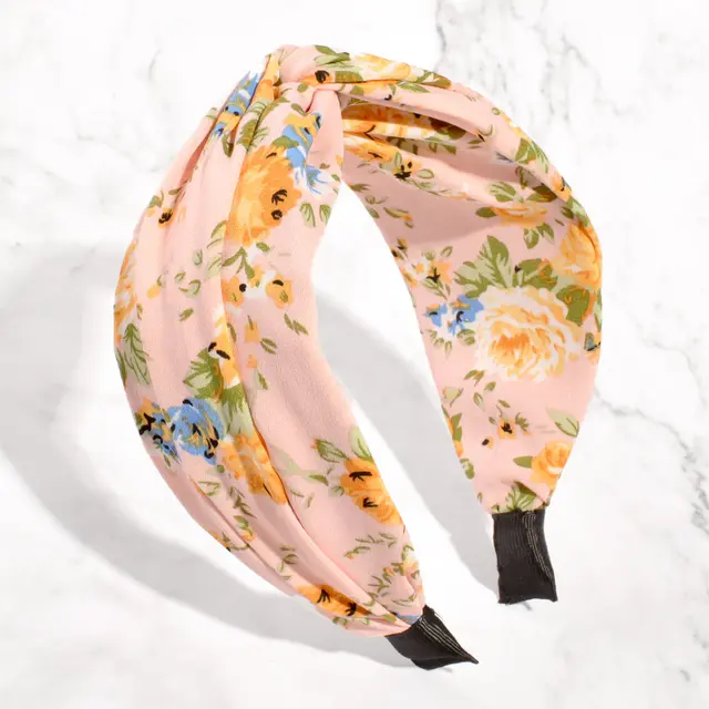 Floral Headband Summer Hairpin Wide Edge Cross Knotted Girl Mori Floral Pink - Shop at LoveMi