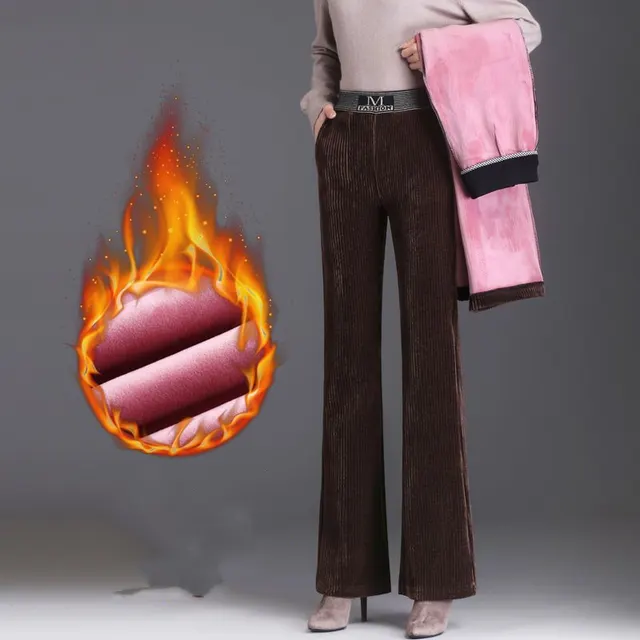 Fashion Women Wear High Waist Wide Leg Pants Coffee Plush - Shop at LoveMi