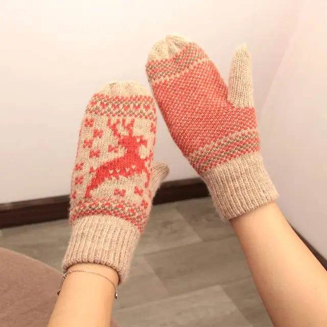 Single Double Wool Padded Thickened Gloves Full Package Orange - Shop at LoveMi