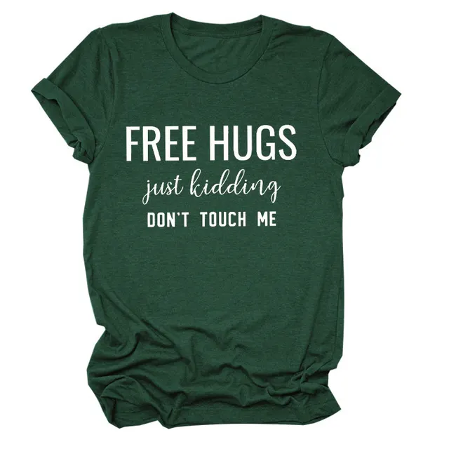 Letter Simplicity Fashion Round Neck Short Sleeves Retro Green - Shop at LoveMi