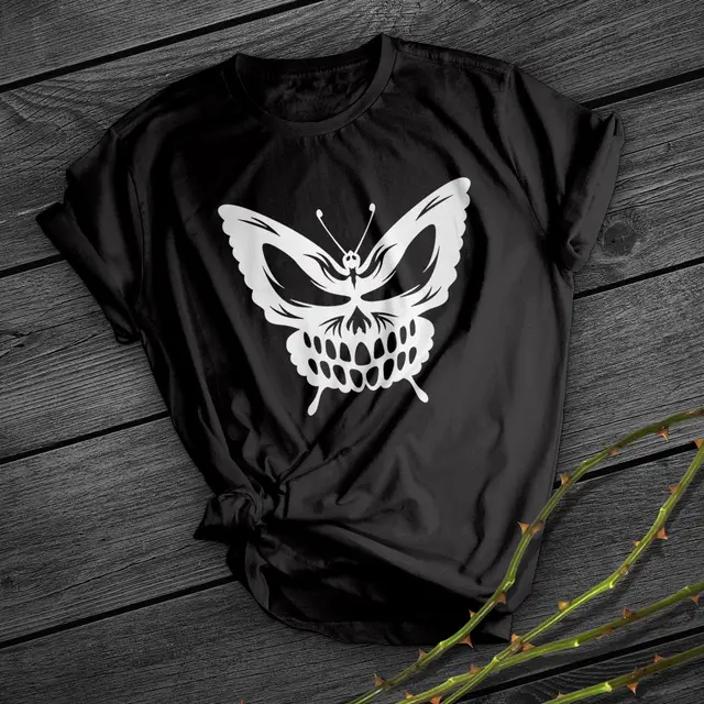 Butterfly Flower Graffiti Top Women's Short Sleeve T shirt Women's Relaxed Round Neck Print Black - Shop at LoveMi