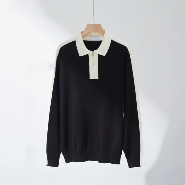 Fashion Casual Handsome Long Sleeved Sweater Black - Shop at LoveMi