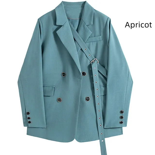 Design Niche Laced Blue Blazer Women - Apricot