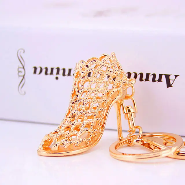 Women's Fashion Hollowed out High Heels Style Car Key Ring Pendant Gold - Shop at LoveMi