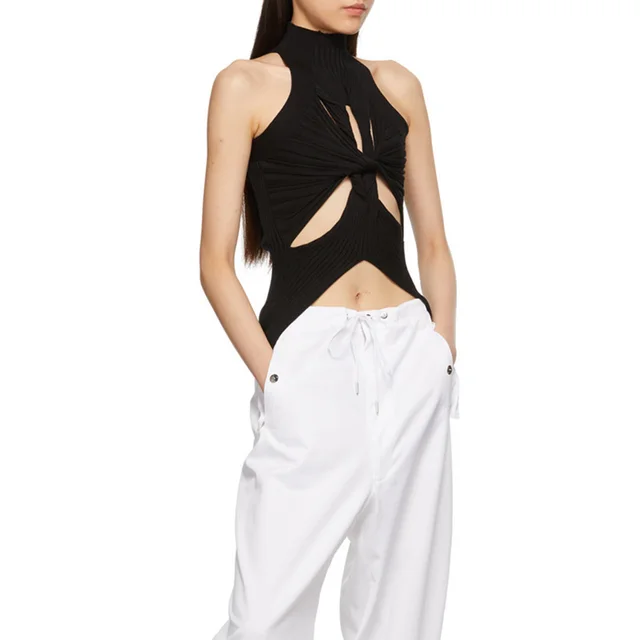 Irregular Versatile Slim Knitted Vest Women's Tide Black - Shop at LoveMi