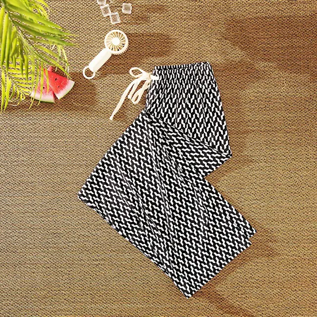Summer Thin Section High Waist Drape Feeling Thin Dragging Mosquito proof Pants Black Twill Checkerboard - Shop at LoveMi