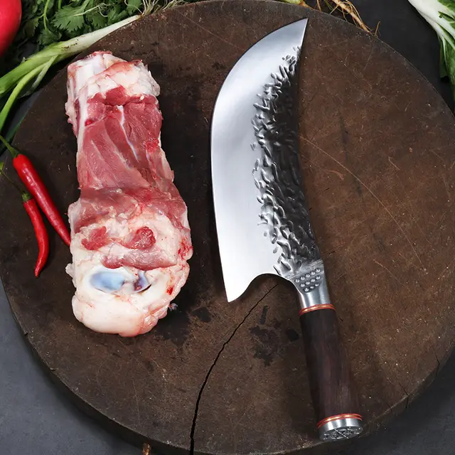 Double Steel Head And Wooden Handle Bone Cutting Knife Kitchen Supplies Slaughter Machete - Shop at LoveMi