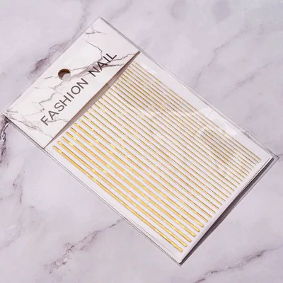Stickers Bright Line Back Glue Nail Paste Decorative Multi color Nail Patches Glass Gold - Shop at LoveMi