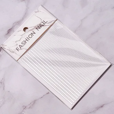 Stickers Bright Line Back Glue Nail Paste Decorative Multi color Nail Patches Silver - Shop at LoveMi