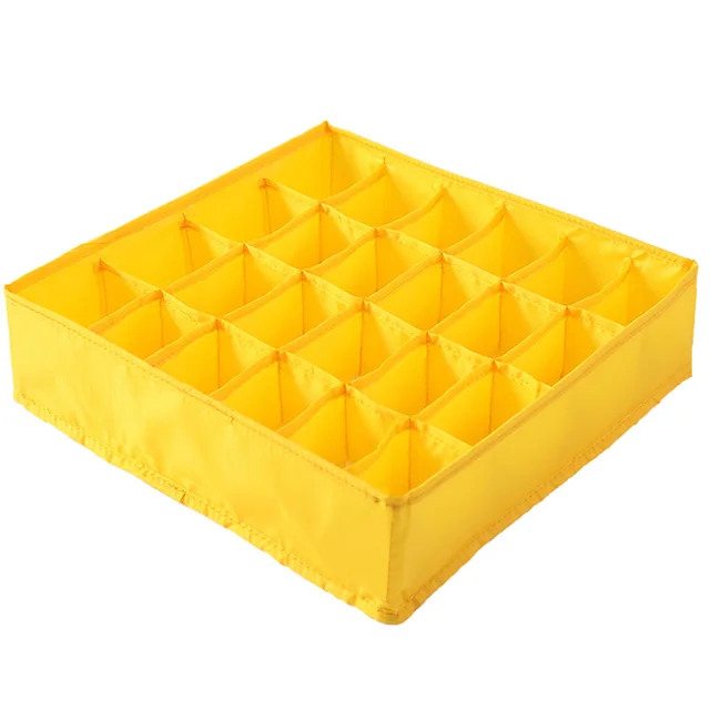 24 Compartment Underwear Sock Storage Box Washable Yellow - Shop at LoveMi