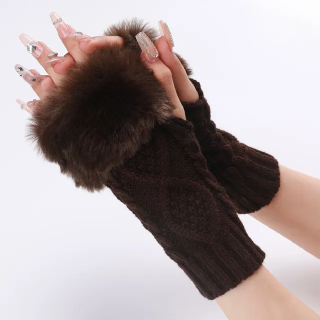 Women's Woolen Gloves In Autumn And Winter In Europe And America Coffee - Shop at LoveMi