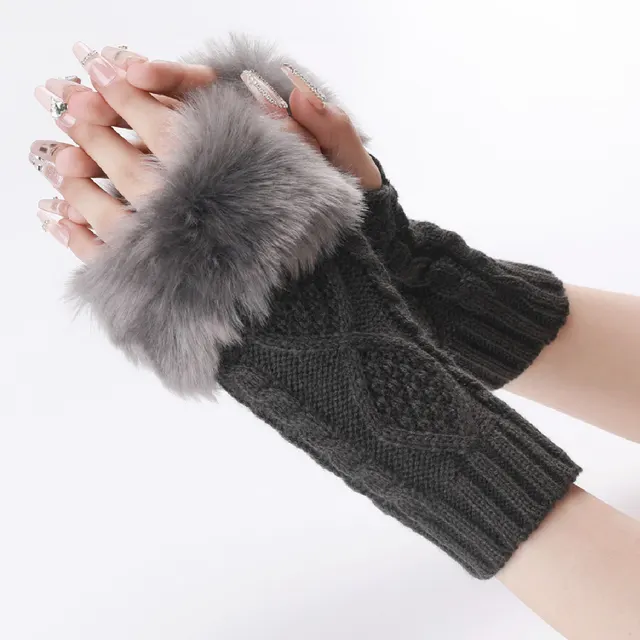 Women's Woolen Gloves In Autumn And Winter In Europe And America Dark Grey - Shop at LoveMi