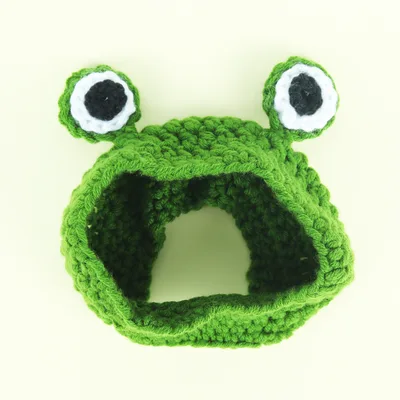 Knitted Wool Pet Hat Photo Frog Headdress Green - Shop at LoveMi