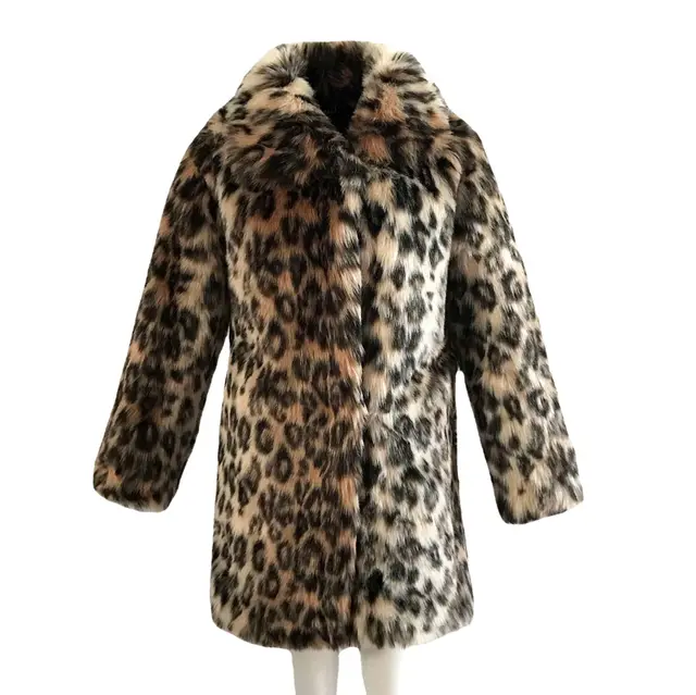 European And American Lapel Leopard Like Fur Coat Leopard Print - Shop at LoveMi