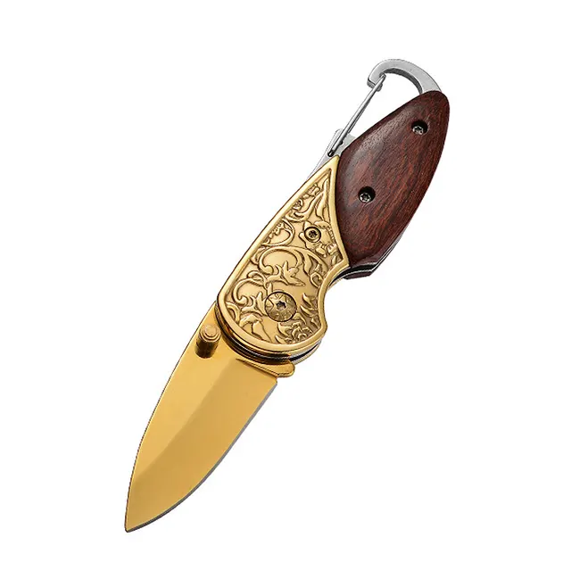 High Hardness Folding Knife Camping Tactics Outdoor Multifunctional Golden - Shop at LoveMi