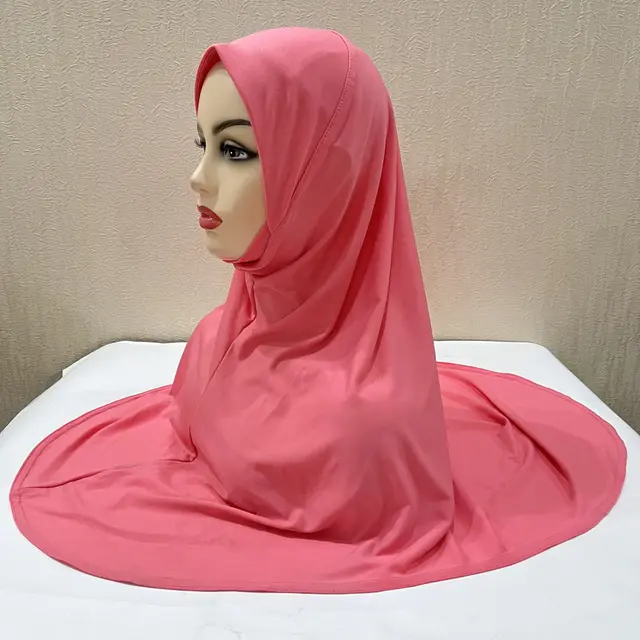 Gentle Thin Face Solid Color Turban Hat Malay Gauze Scarf Watermelon Red - Shop at LoveMi