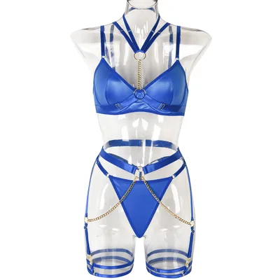 Comfortable Sexy Underwear Three Piece Set Blue - Shop at LoveMi